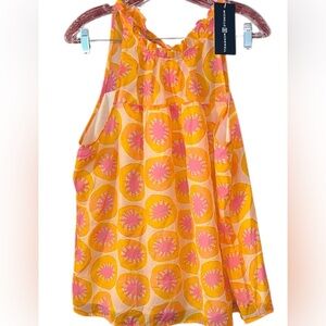 Michael Stars Pink & Yellow Printed Sleeveless Blouse